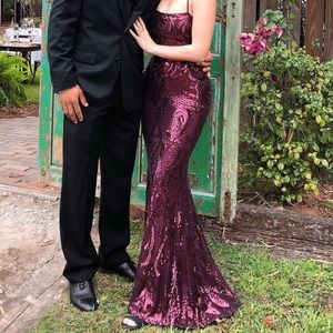 Windsor Burgundy Sequin Gown